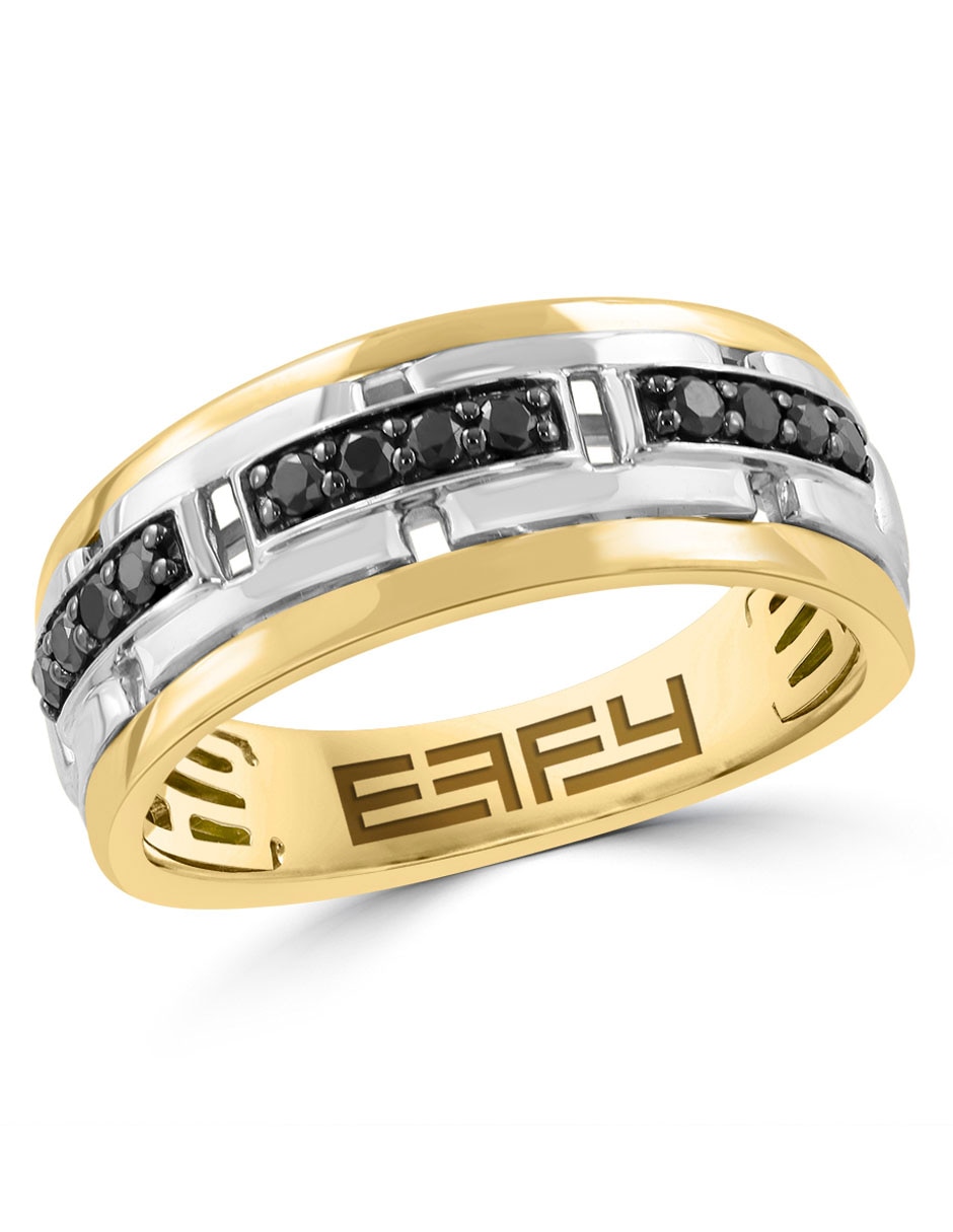 Anillo 14 k de oro blanco diamante negro 1