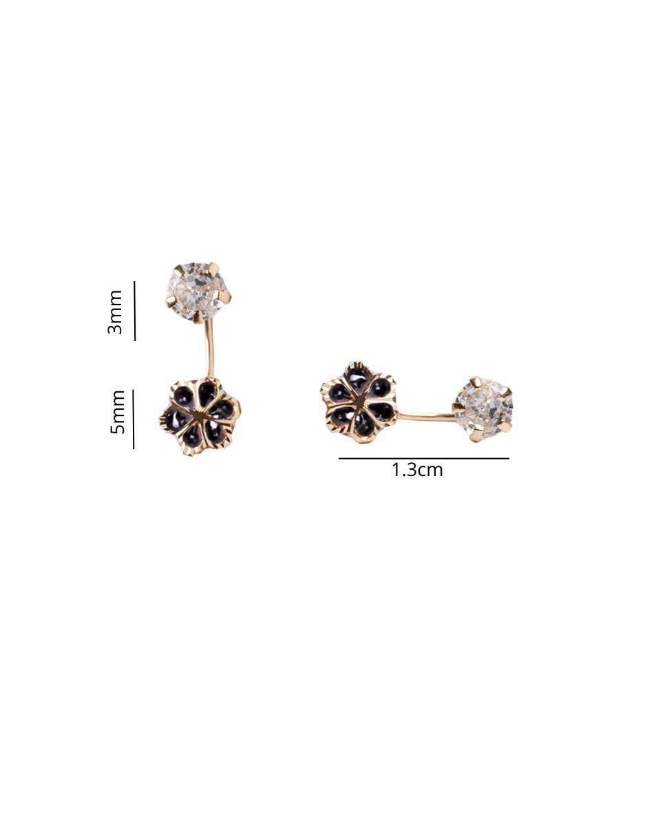 Broqueles de flor de oro 10 K con acabado pavé
