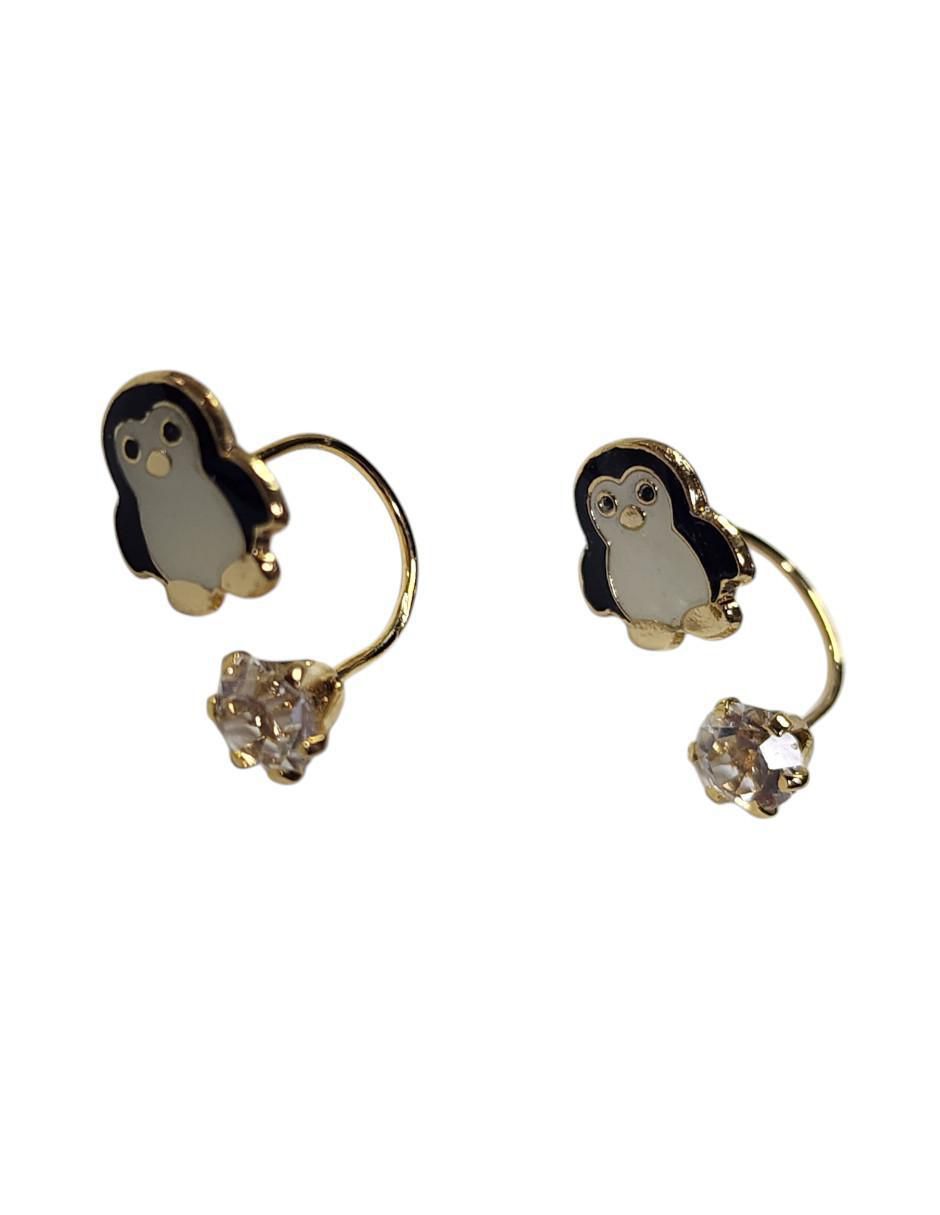 Aretes de pingüino 14 K con acabado chapa de oro Aretes de pingüino 14 K con acabado chapa de oro