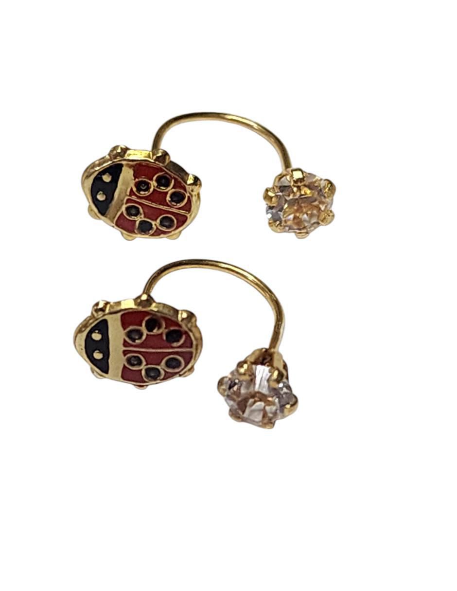 Aretes de catarina 14 K con acabado chapa de oro