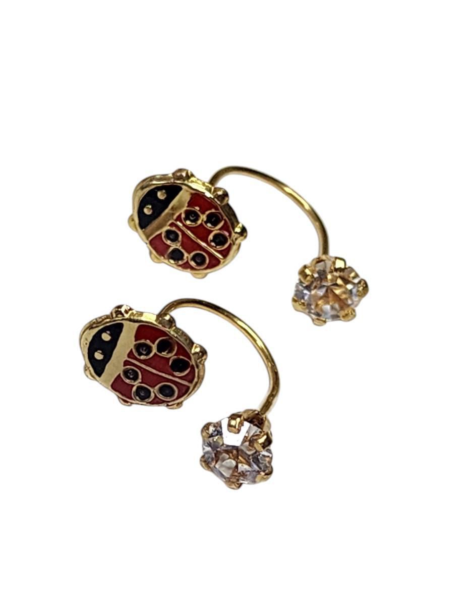 Aretes de catarina 14 K con acabado chapa de oro 2