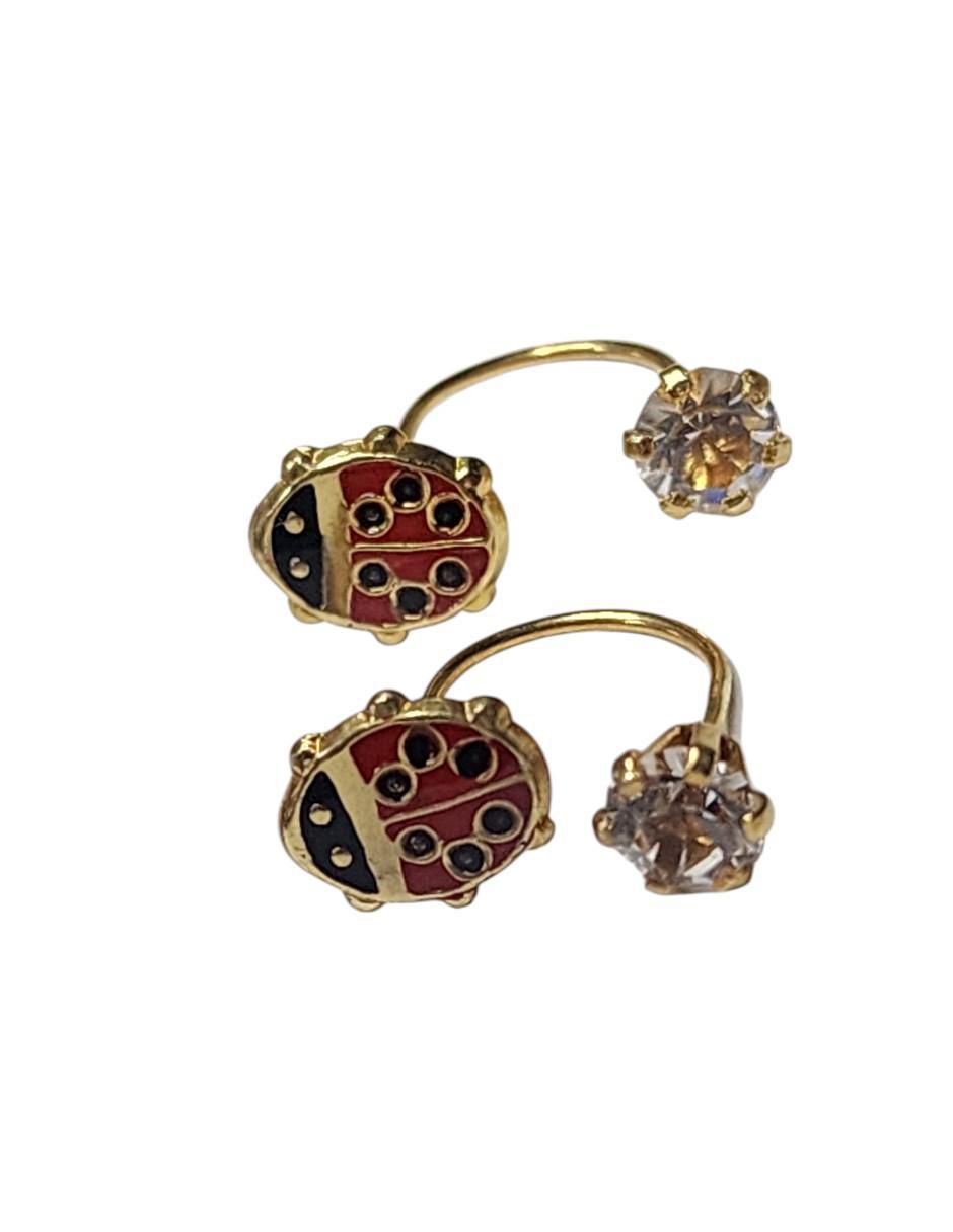 Aretes de catarina 14 K con acabado chapa de oro 3