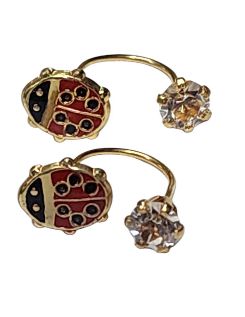 Aretes de catarina 14 K con acabado chapa de oro 4