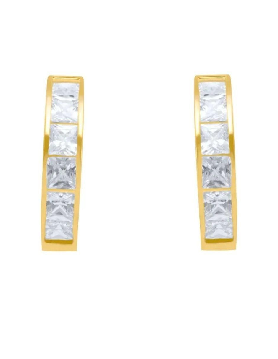 Arracadas de oro amarillo 14 K con acabado pavé 2
