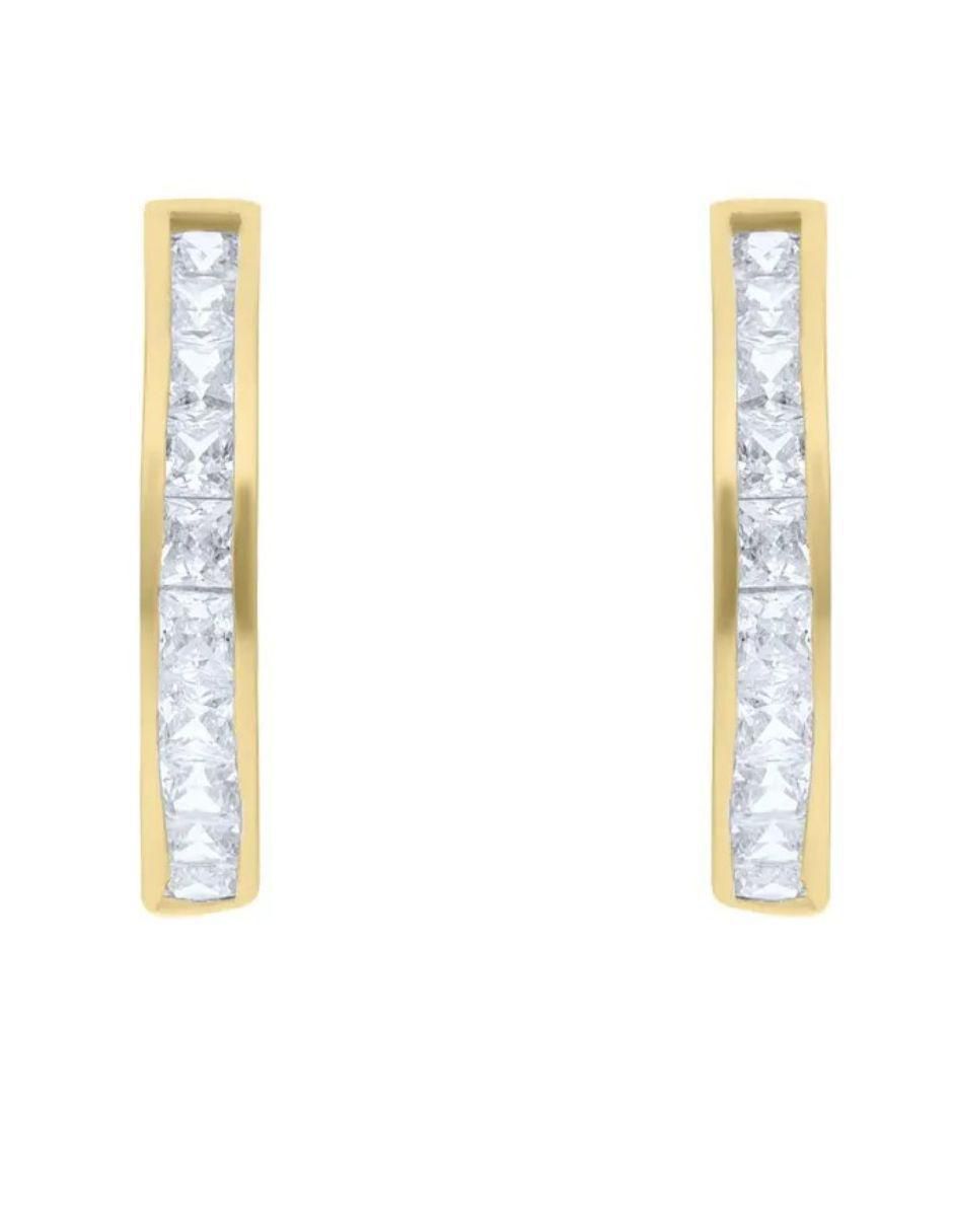 Arracadas de oro amarillo 14 K con acabado pavé 2