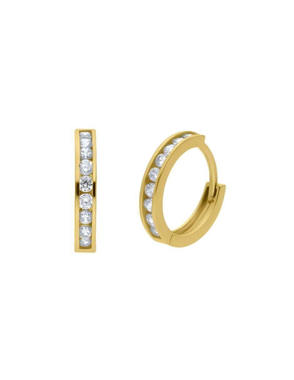 Arracadas de oro amarillo 14 K con acabado pavé Arracadas de oro amarillo 14 K con acabado pavé