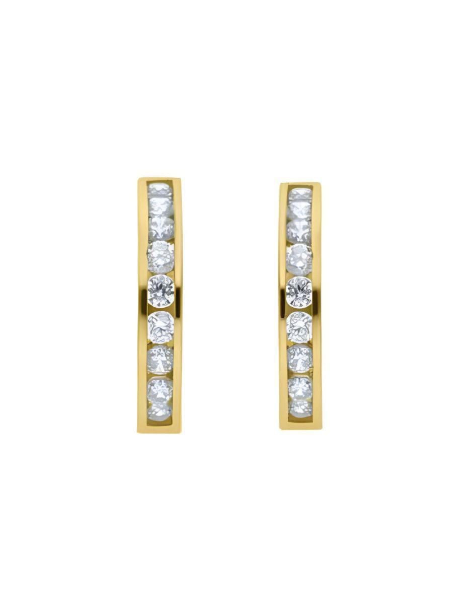 Arracadas de oro amarillo 14 K con acabado pavé 2