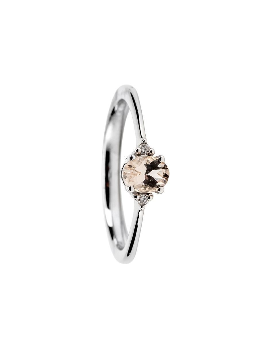 Anillo redondo 14 k de oro morganita troquelado 5