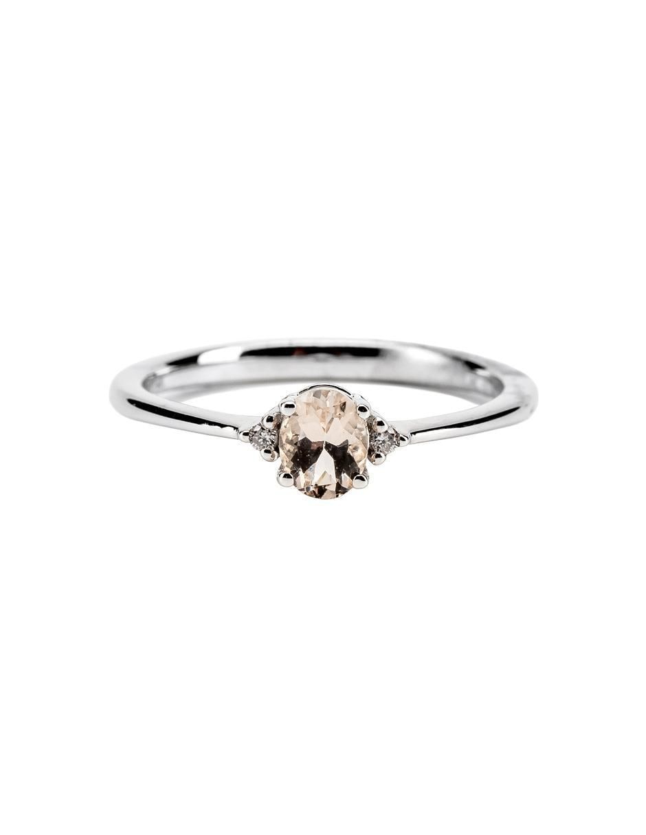 Anillo redondo 14 k de oro morganita troquelado Anillo redondo 14 k de oro morganita troquelado