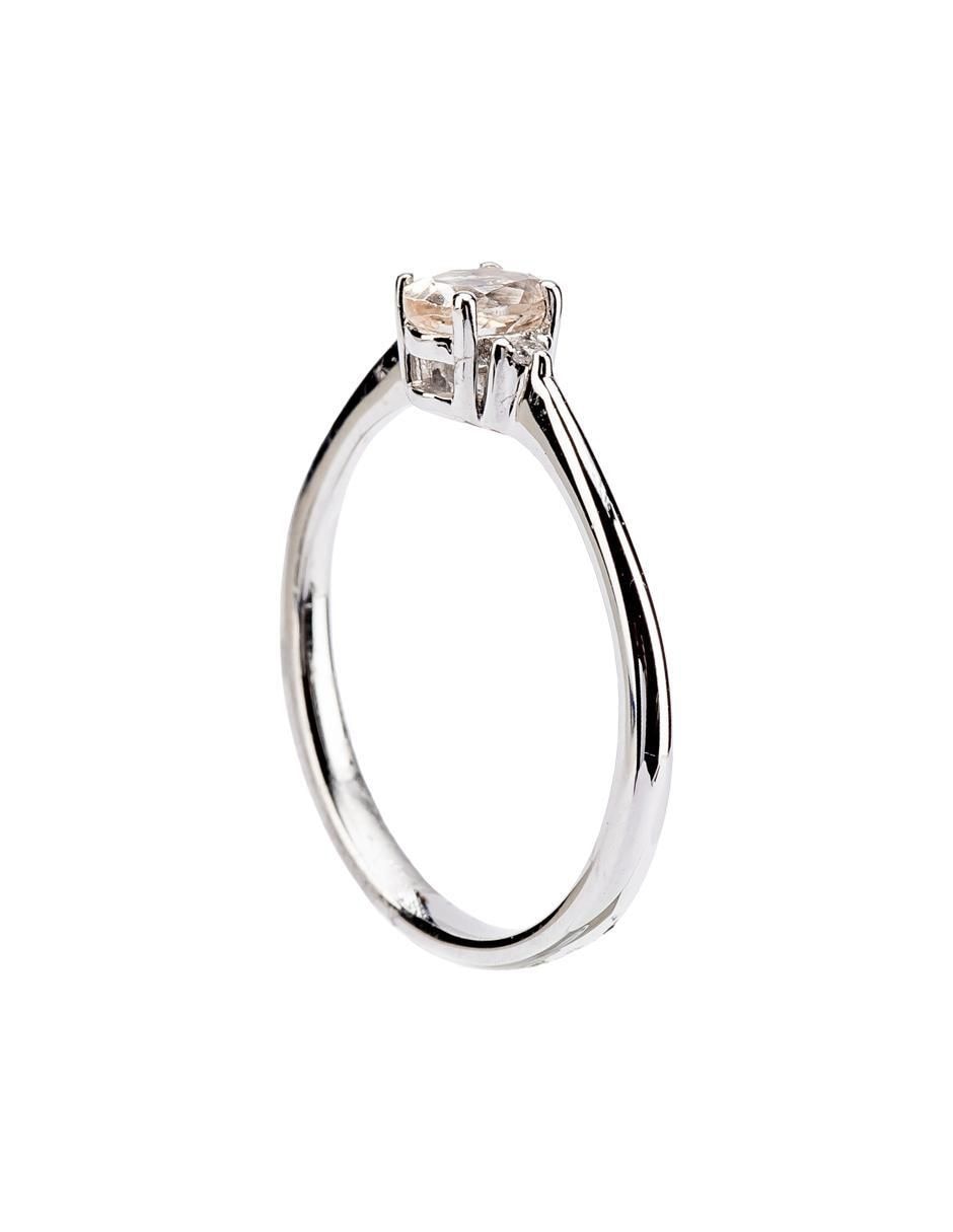 Anillo redondo 14 k de oro morganita troquelado