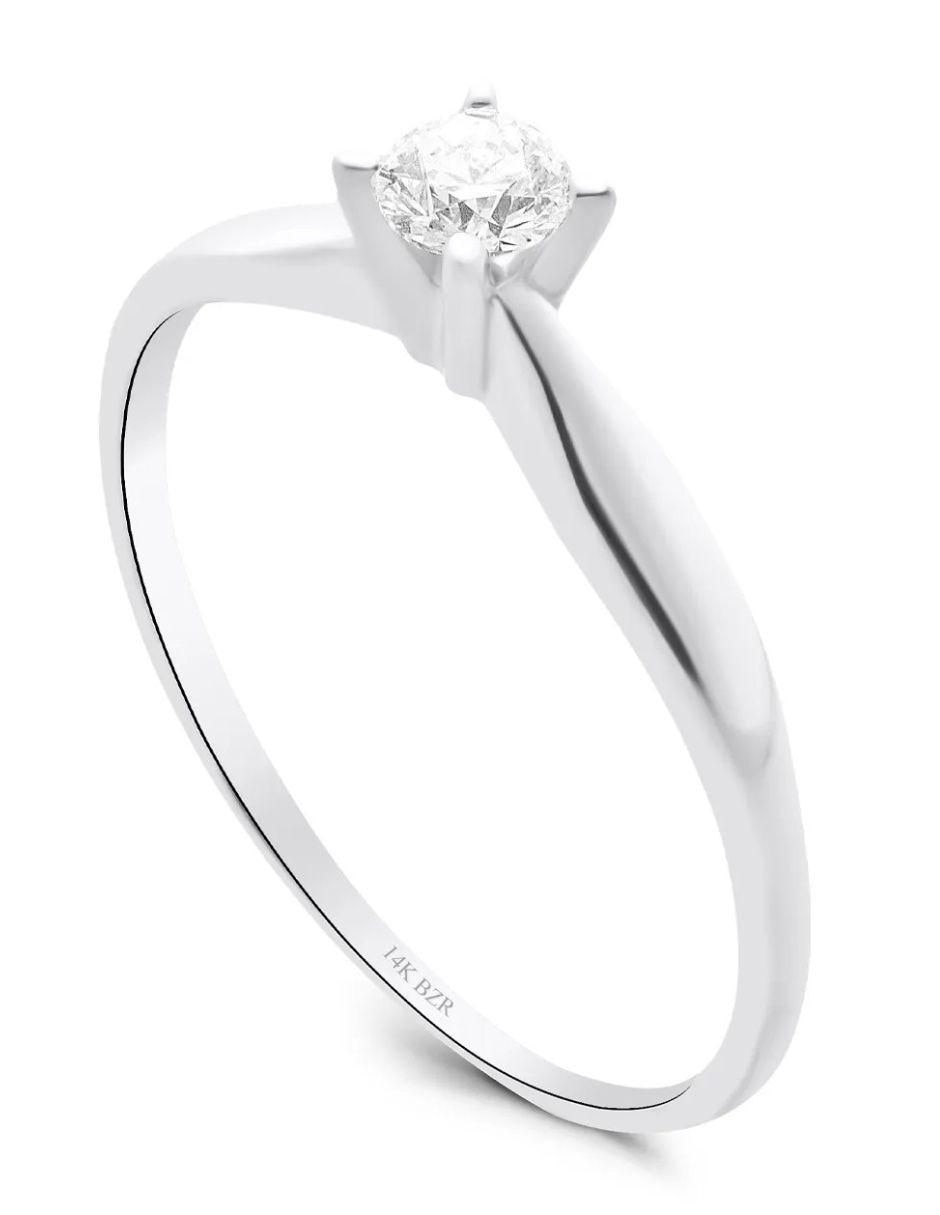 Solitario de oro blanco 14 k diamante Solitario de oro blanco 14 k diamante
