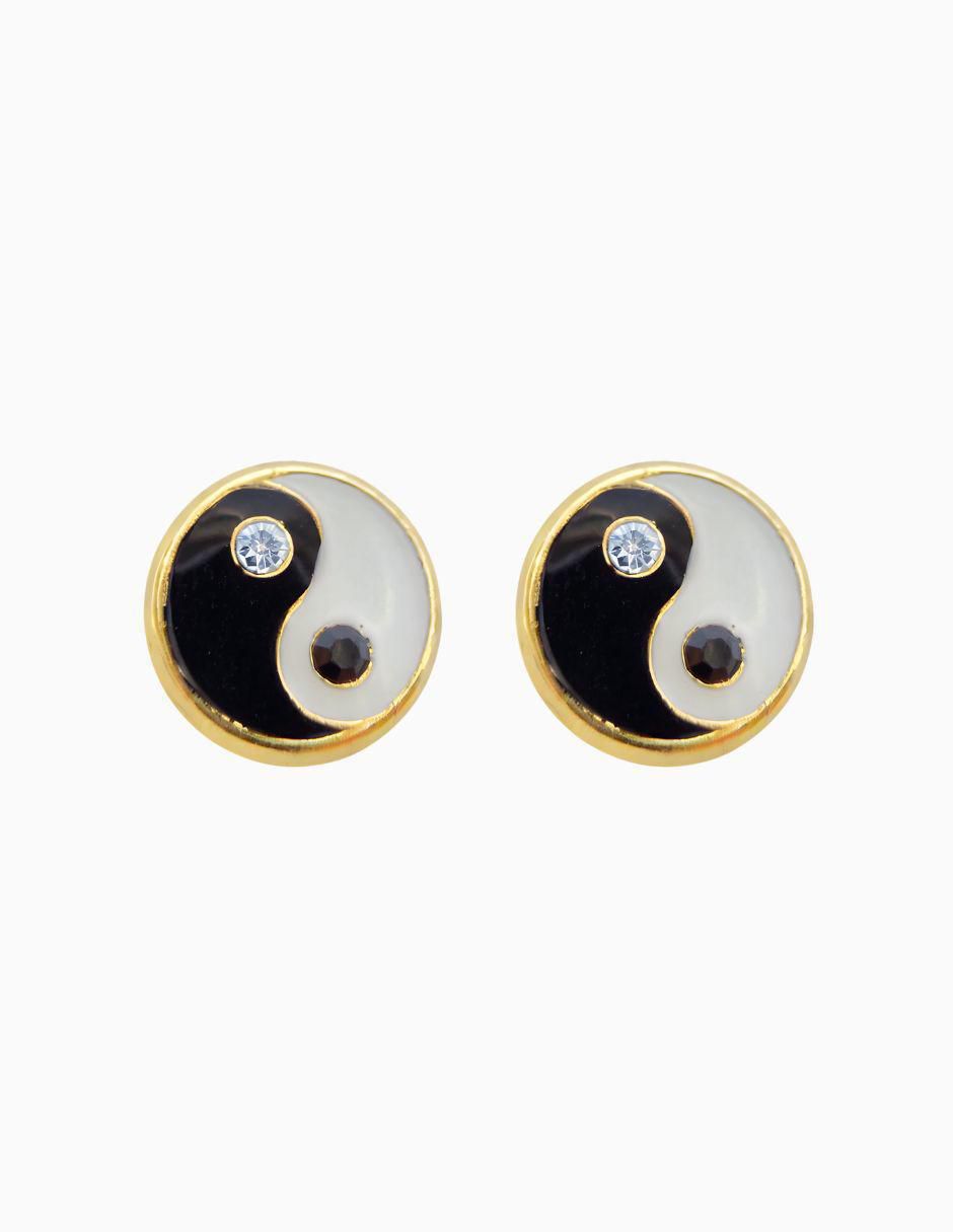 Broqueles circulares de oro 14 K con acabado esmaltado