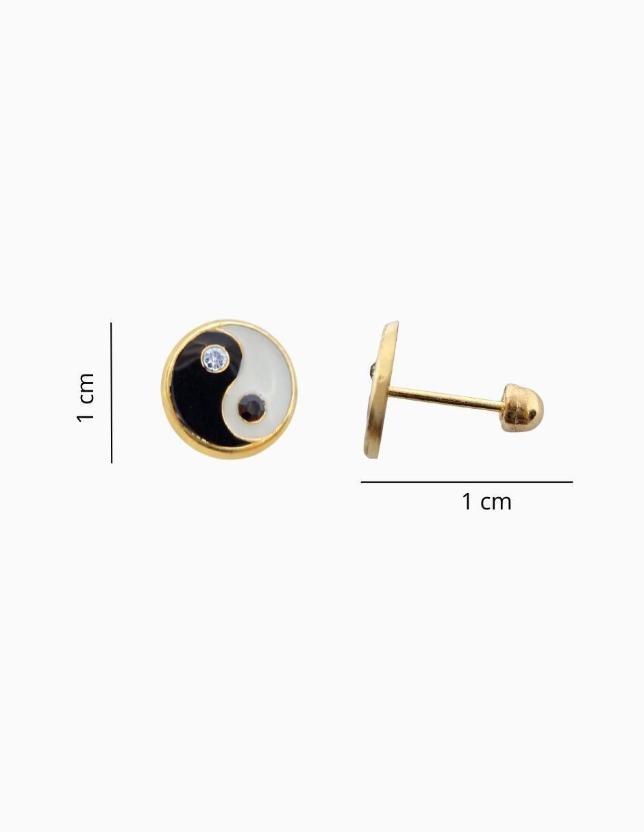 Broqueles circulares de oro 14 K con acabado esmaltado 4