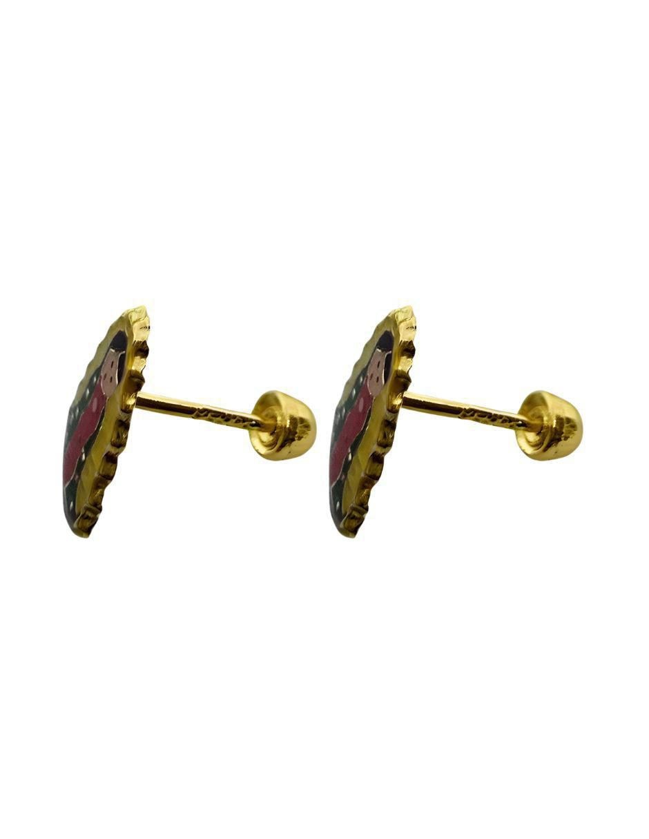 Broqueles de virgen de guadalupe de oro 14 K con acabado esmaltado 3