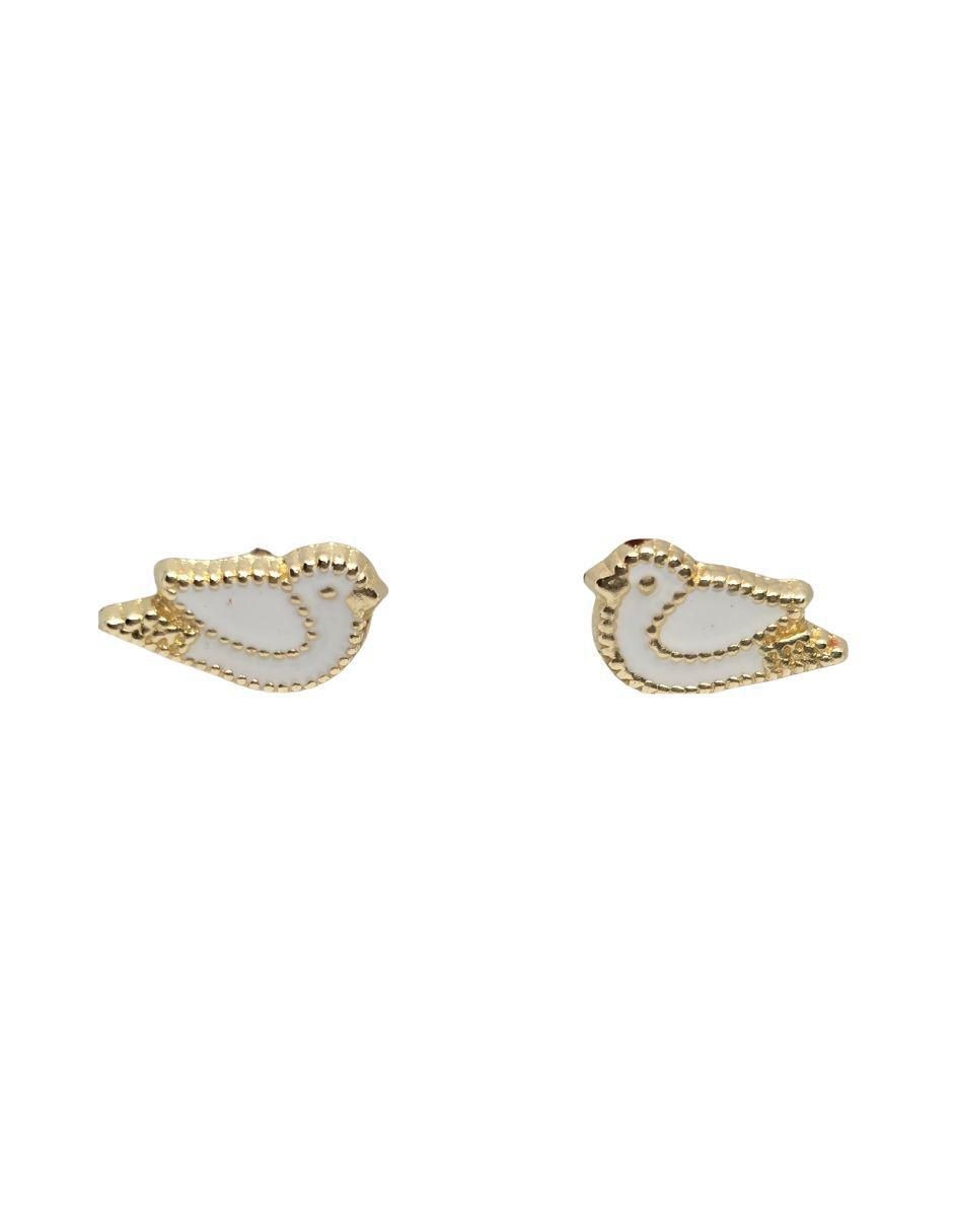 Broqueles de pájaro de oro 14 K con acabado esmaltado