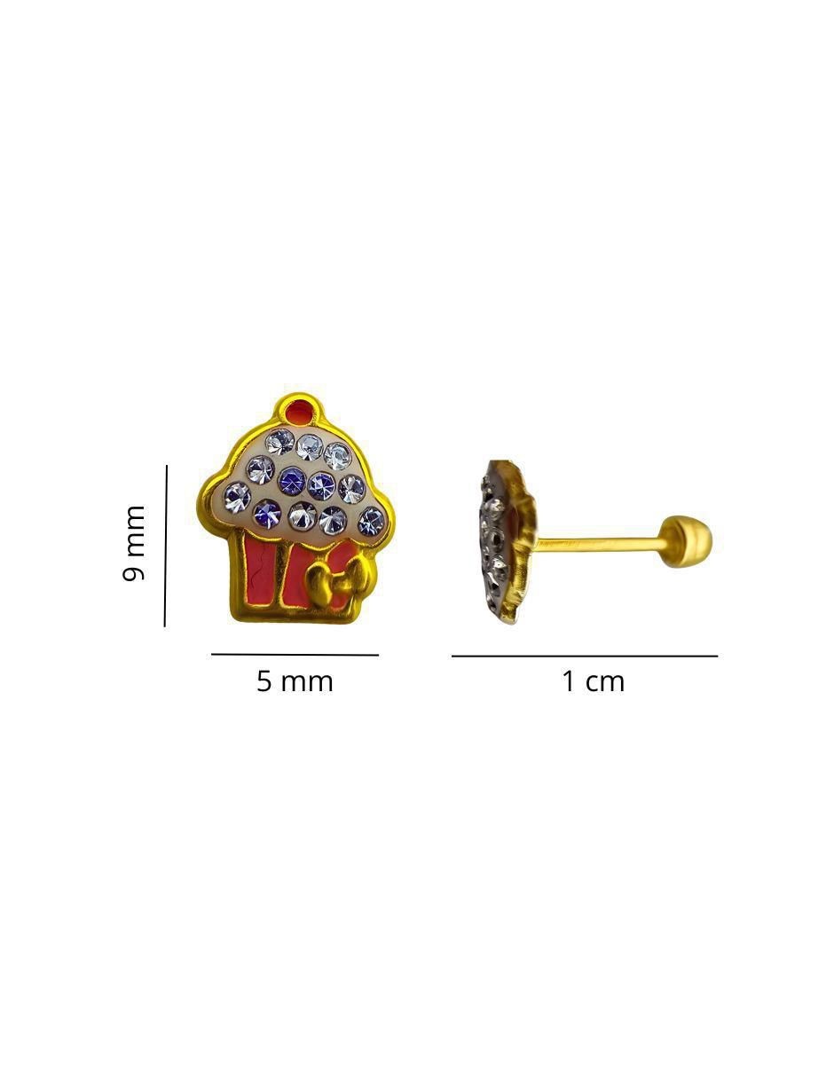 Broqueles de cupcake de oro 14 K con acabado esmaltado 4
