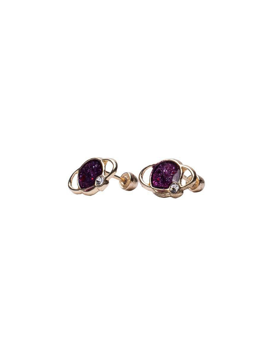 Broqueles de planeta de oro 14 K con acabado pavé Broqueles de planeta de oro 14 K con acabado pavé