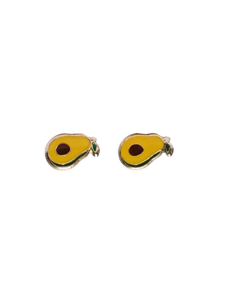 Broqueles de aguacate de oro 14 K con acabado esmaltado Broqueles de aguacate de oro 14 K con acabado esmaltado