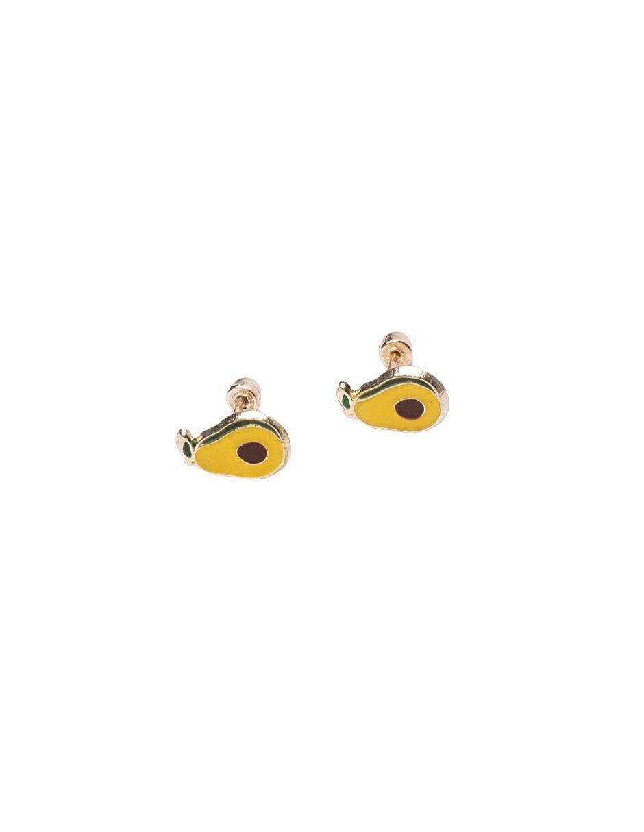 Broqueles de aguacate de oro 14 K con acabado esmaltado 3