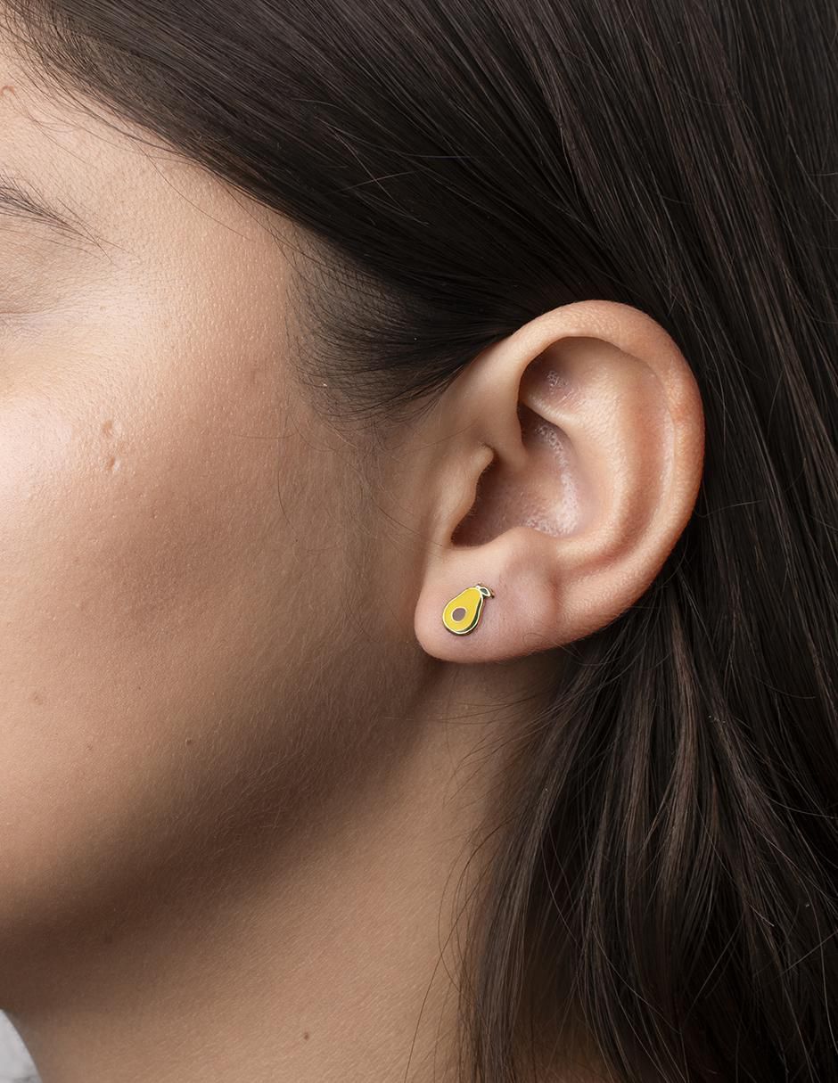 Broqueles de aguacate de oro 14 K con acabado esmaltado 5