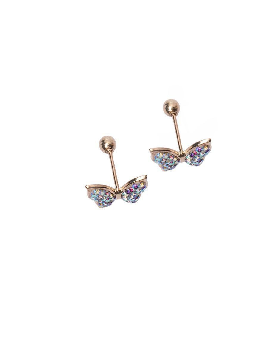 Broqueles de mariposa de oro 14 K con acabado pavé 2