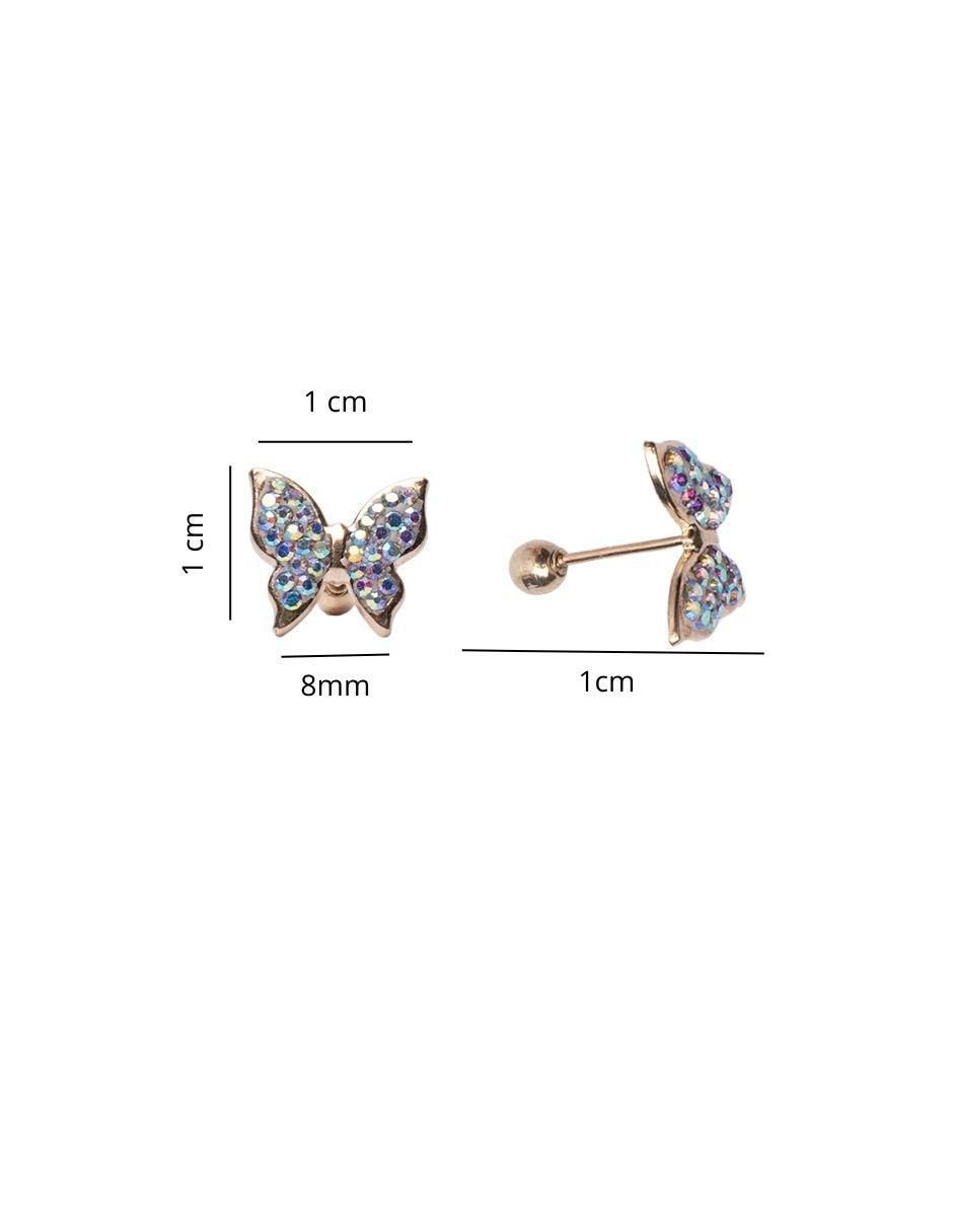 Broqueles de mariposa de oro 14 K con acabado pavé 4