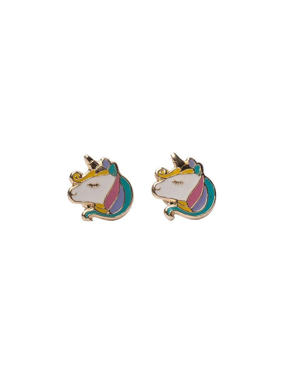 Broqueles de unicornio de oro 14 K con acabado esmaltado