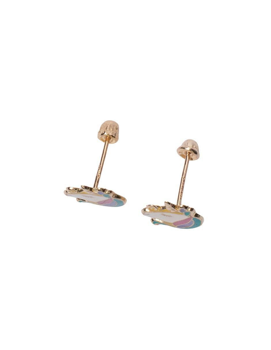 Broqueles de unicornio de oro 14 K con acabado esmaltado 5