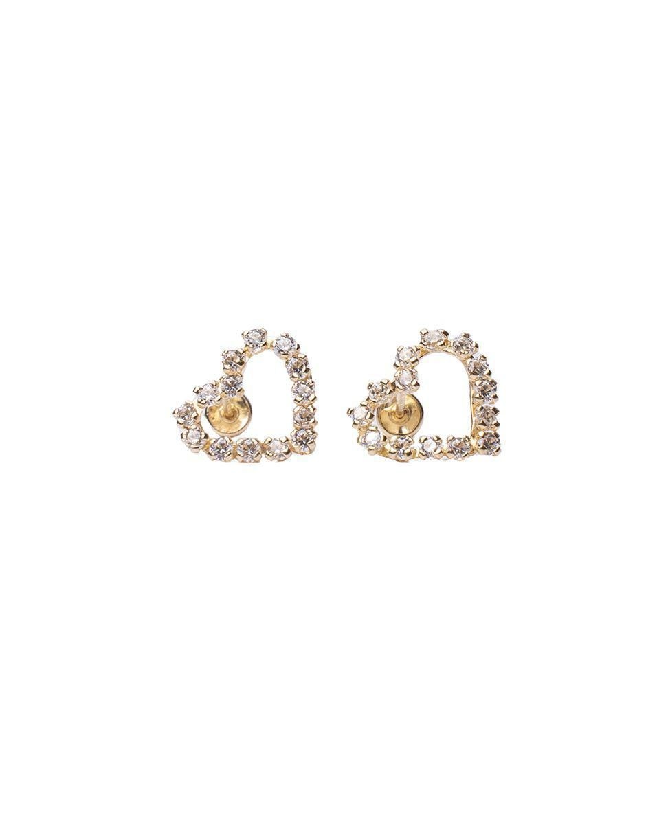 Broqueles de corazón de oro 14 K con acabado pavé Broqueles de corazón de oro 14 K con acabado pavé