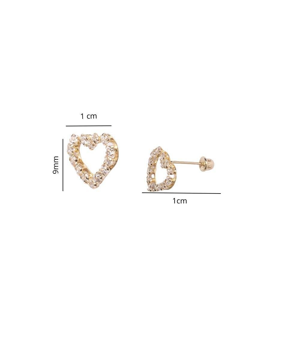 Broqueles de corazón de oro 14 K con acabado pavé 5