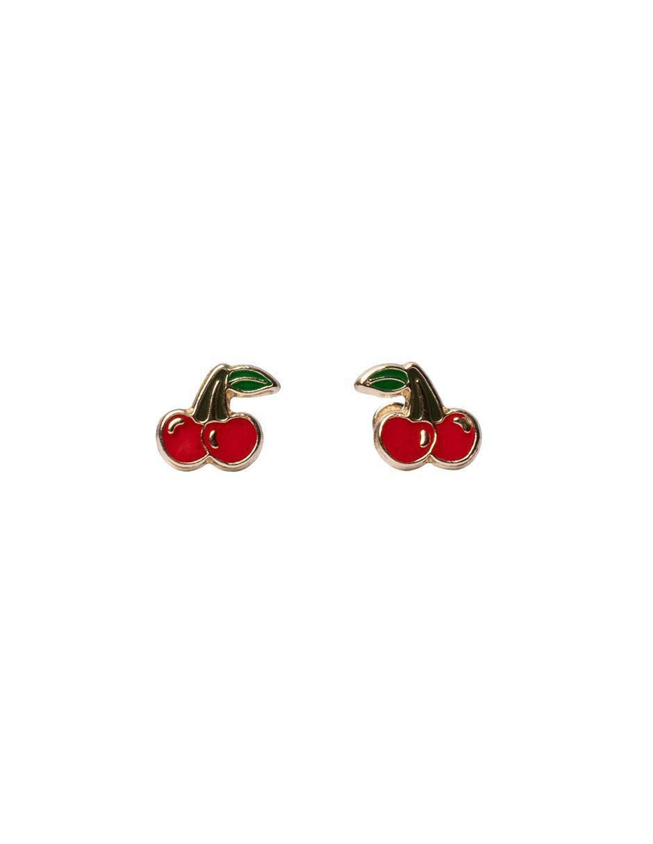 Broqueles de cereza de oro 14 K con acabado esmaltado Broqueles de cereza de oro 14 K con acabado esmaltado
