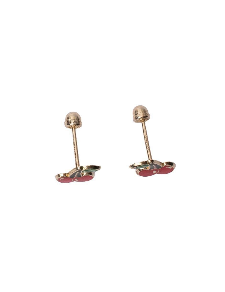 Broqueles de cereza de oro 14 K con acabado esmaltado 3