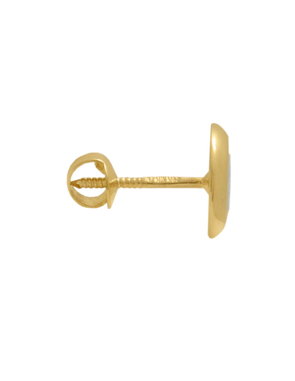 Broqueles redondos de oro amarillo 14 K con acabado pulido madre perla 3
