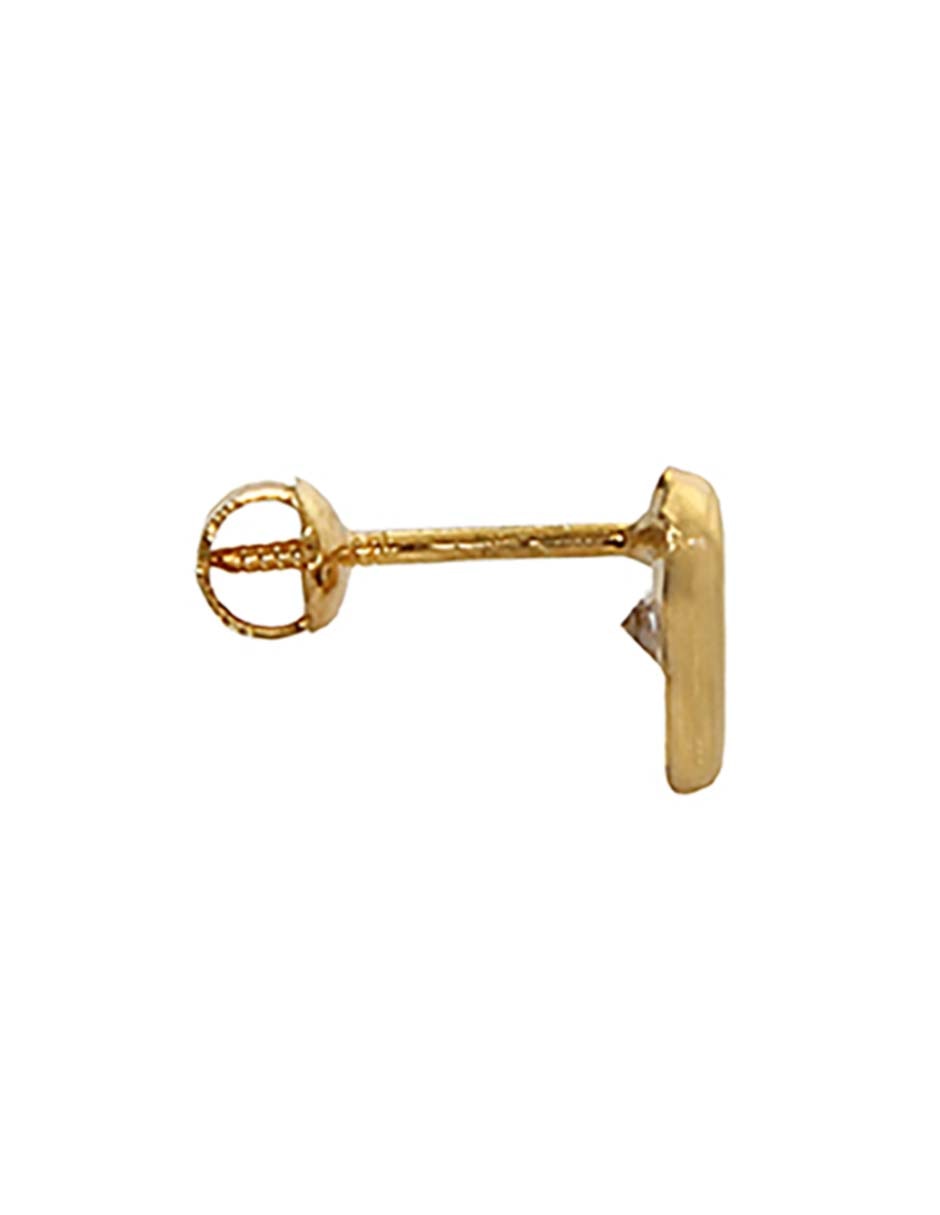 Broqueles de corazón de oro amarillo 14 K con acabado pulido zirconia