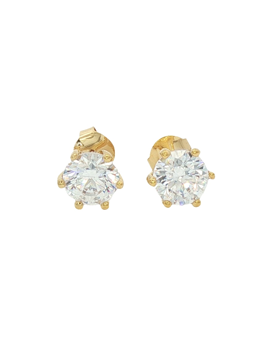 Broqueles redondos de oro amarillo 14 K con acabado pulido Broqueles redondos de oro amarillo 14 K con acabado pulido
