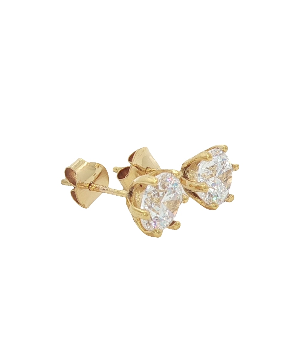 Broqueles redondos de oro amarillo 14 K con acabado pulido 2