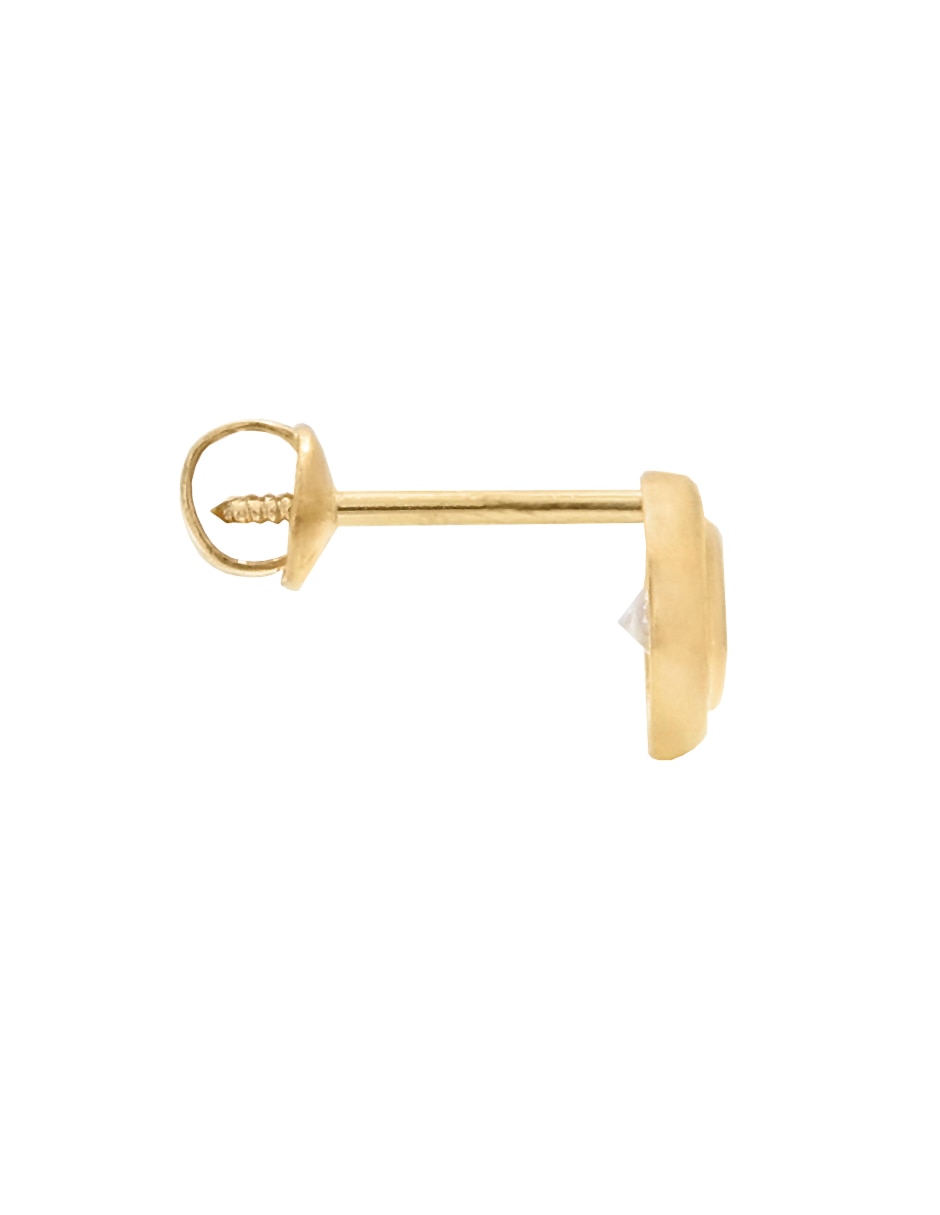 Broqueles redondos de oro amarillo 14 K con acabado pulido zirconia Broqueles redondos de oro amarillo 14 K con acabado pulido zirconia