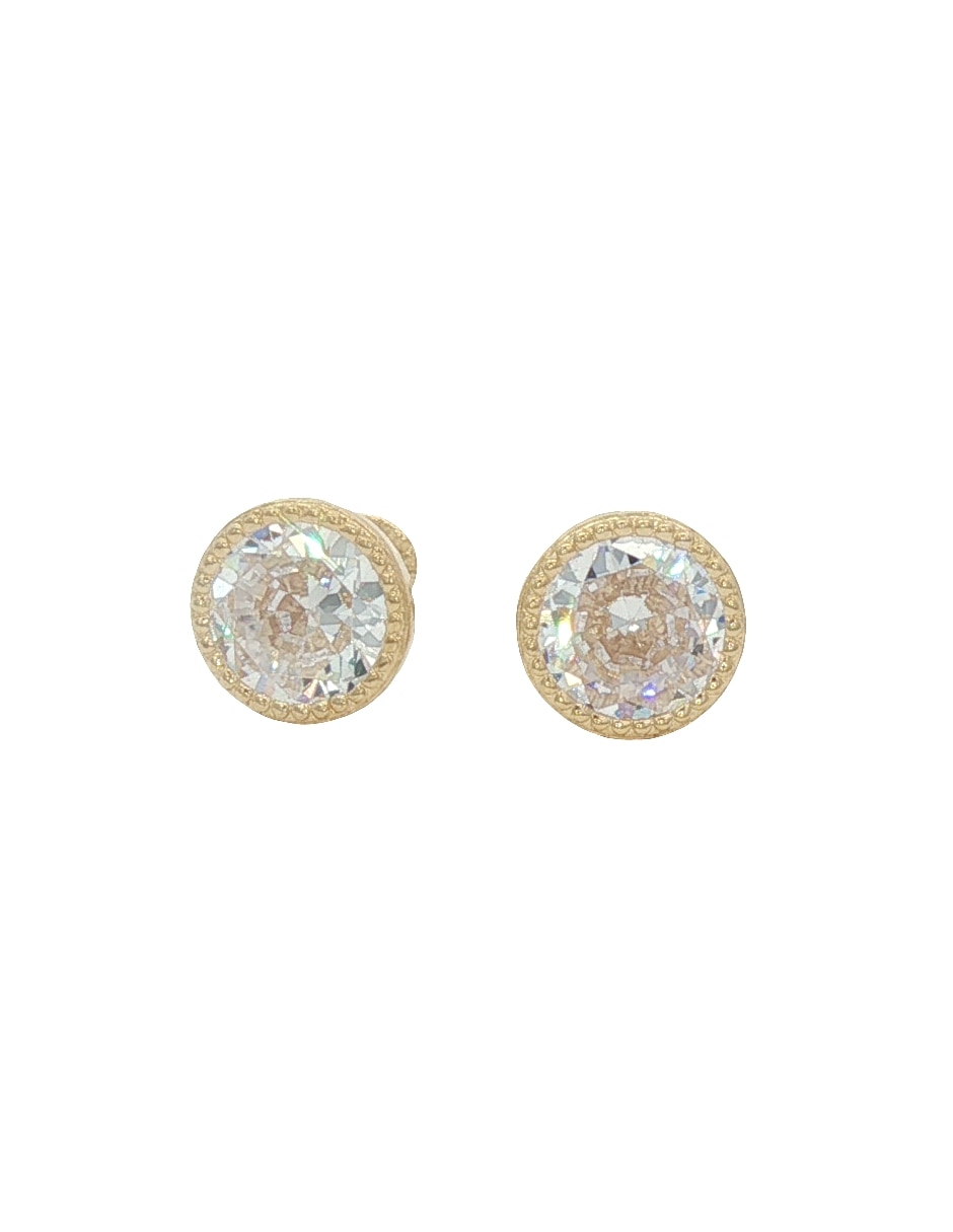Broqueles redondos de oro amarillo 14 K con acabado diamantado