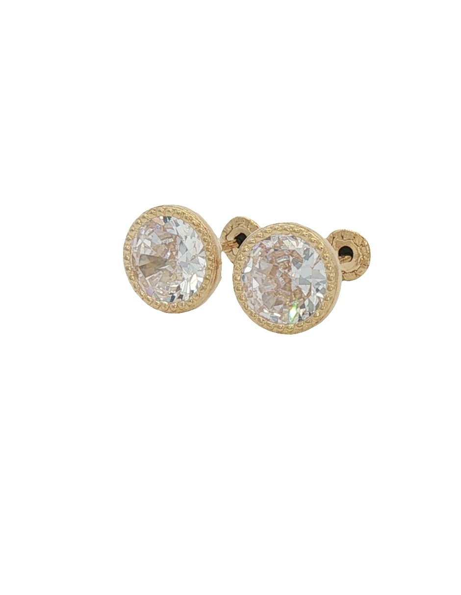 Broqueles redondos de oro amarillo 14 K con acabado diamantado 2