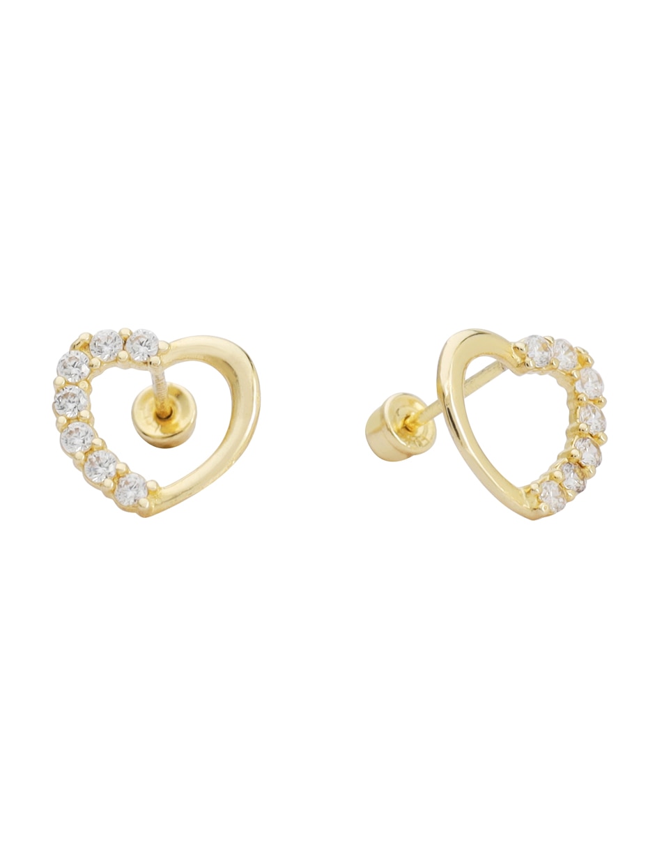 Broqueles de corazón de oro 14 K con acabado texturizado 2