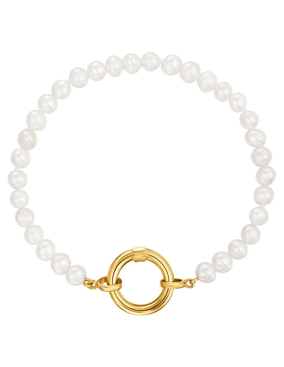 Pulsera de plata P 925 con perla Hold acabado baño de oro