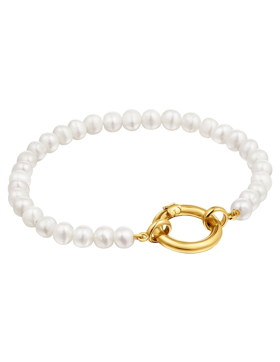 Pulsera de plata P 925 con perla Hold acabado baño de oro 2
