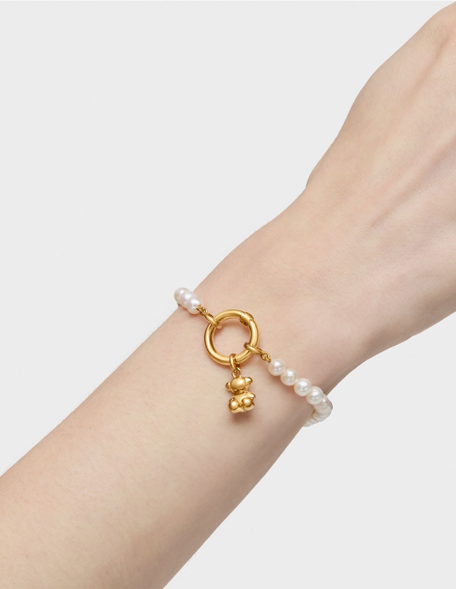 Pulsera de plata P 925 con perla Hold acabado baño de oro 5