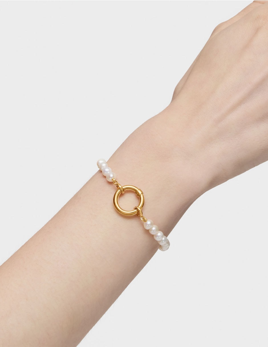 Pulsera de plata P 925 con perla Hold acabado baño de oro 6
