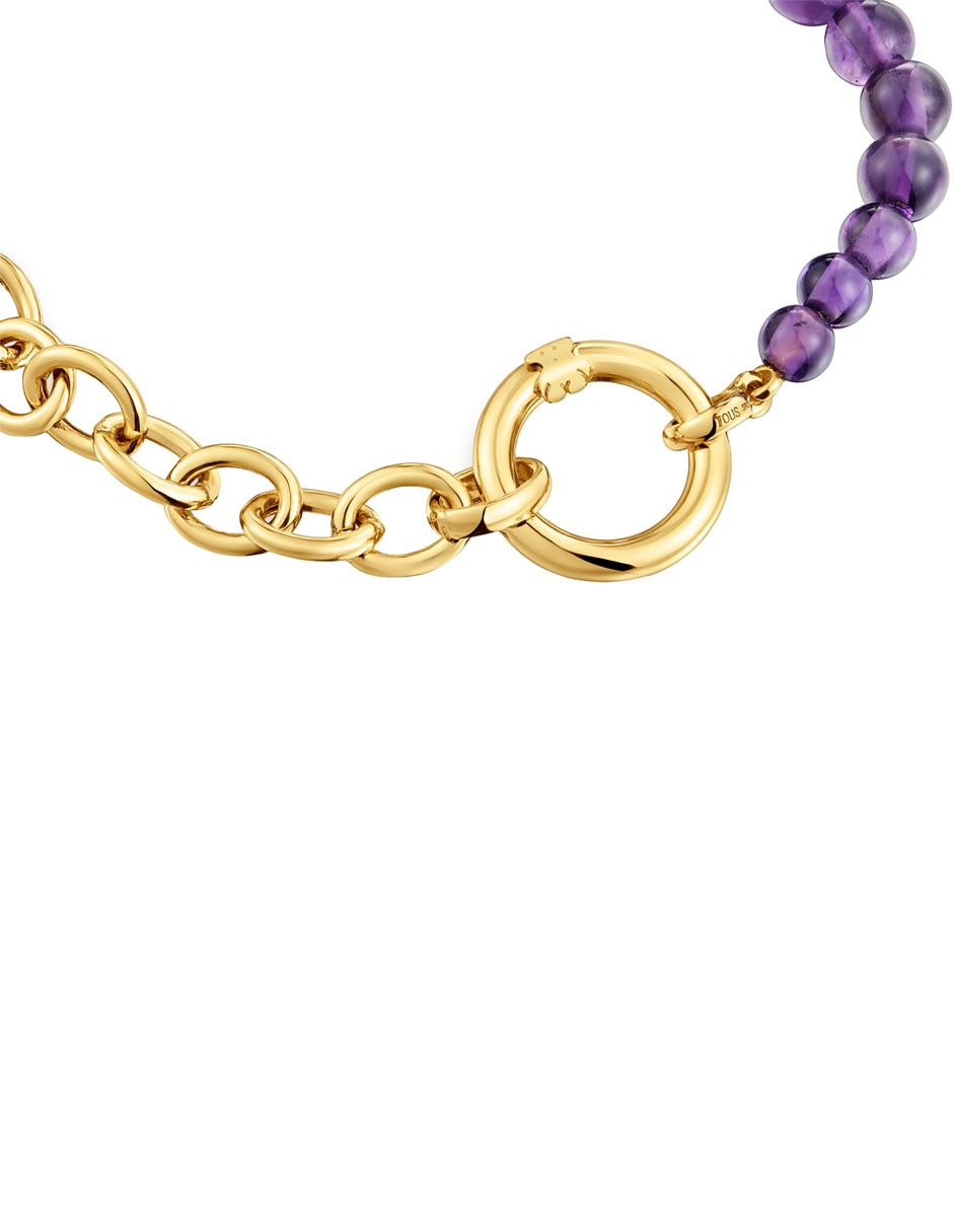 Pulsera de plata P 925 con amatista Hold acabado baño de oro 3