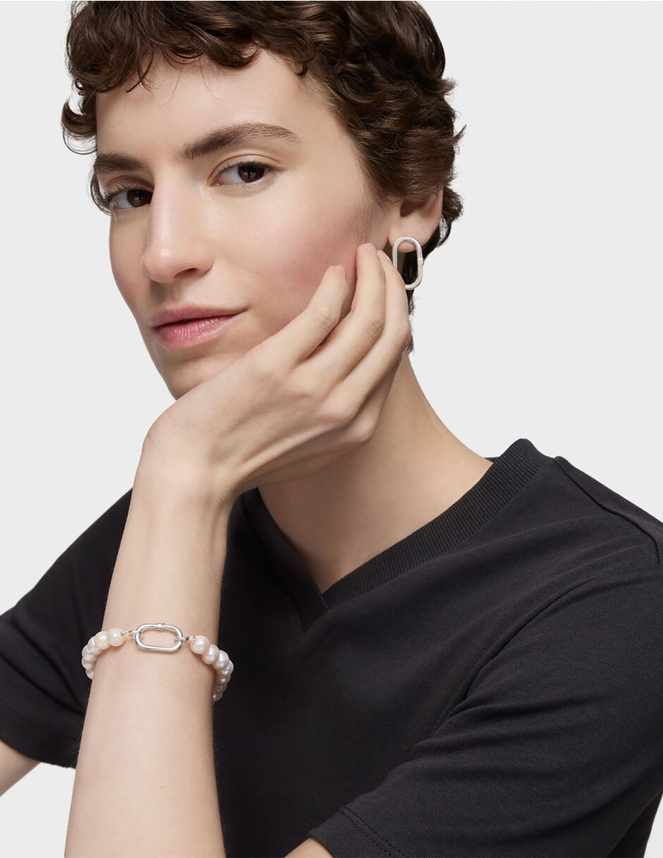 Pulsera de plata con perla P 925 Hold Oval acabado lustre 4