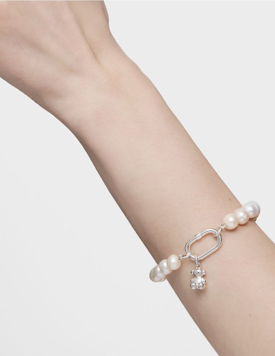 Pulsera de plata con perla P 925 Hold Oval acabado lustre 5