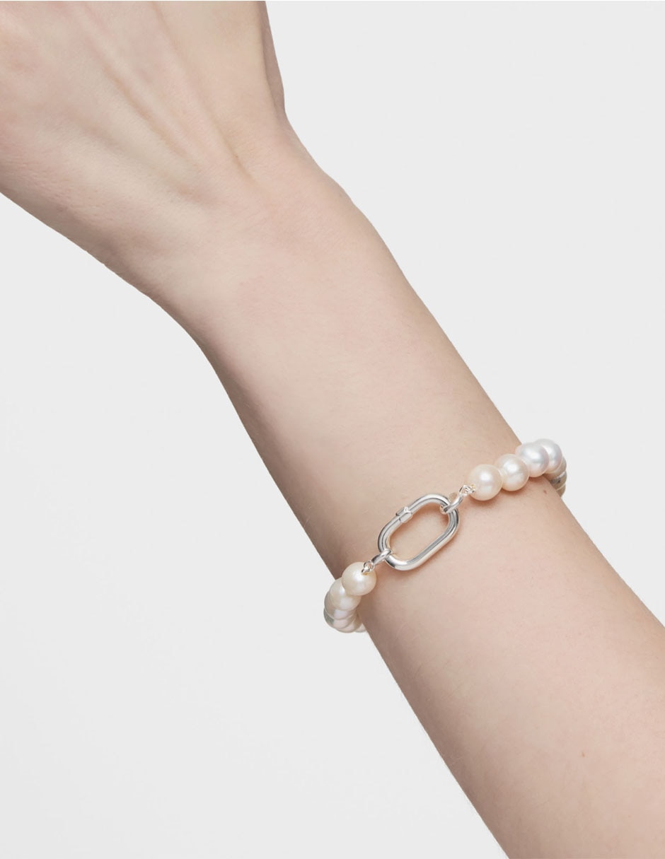 Pulsera de plata con perla P 925 Hold Oval acabado lustre 6