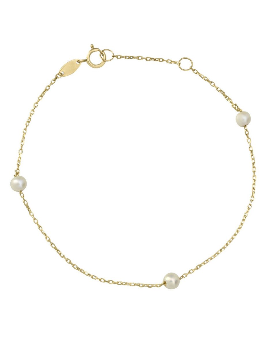 Pulsera de oro amarillo con perla 14 K acabado pulido