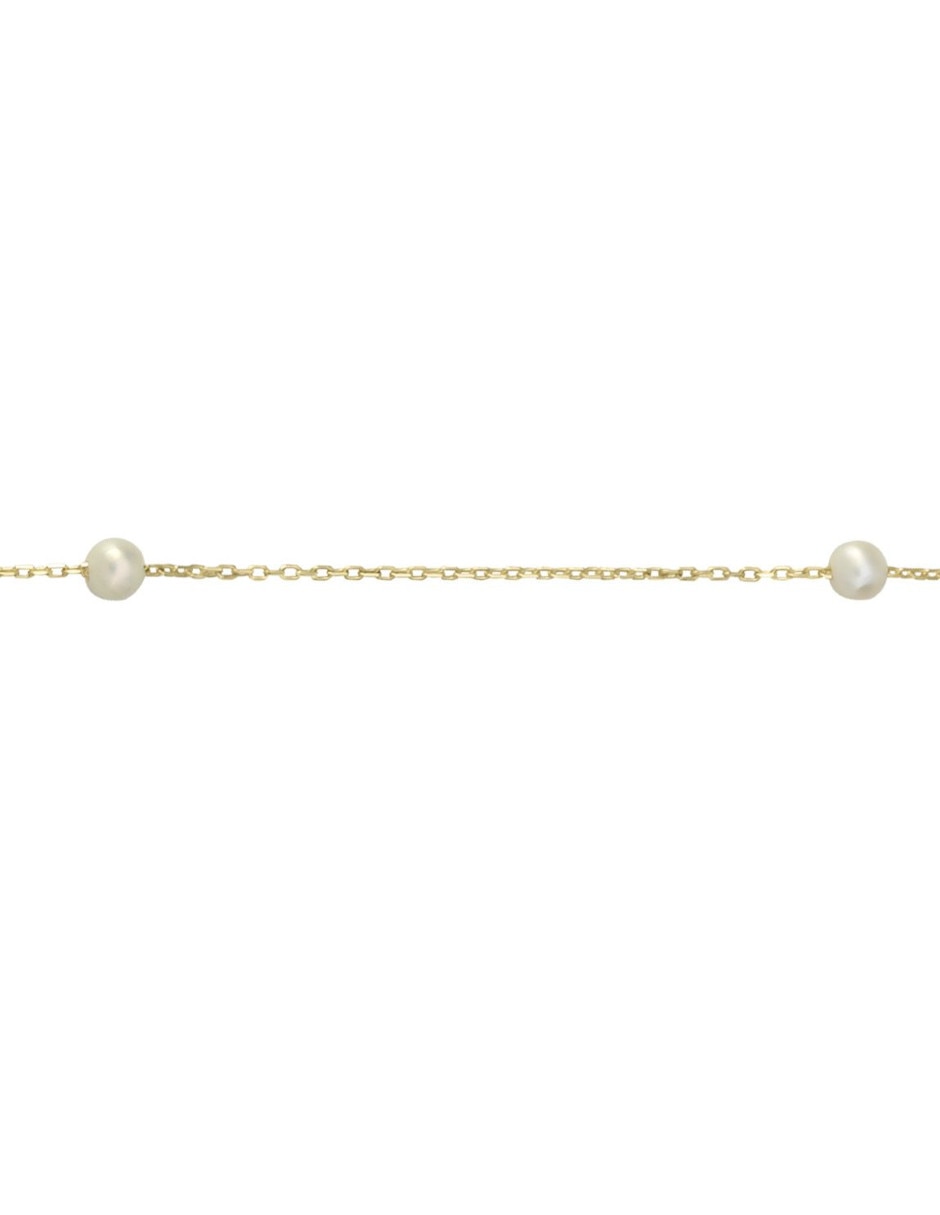 Pulsera de oro amarillo con perla 14 K acabado pulido 2